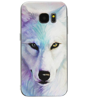 ADEL Siliconen Back Cover Softcase Hoesje voor Samsung Galaxy S6 Edge - Wolf