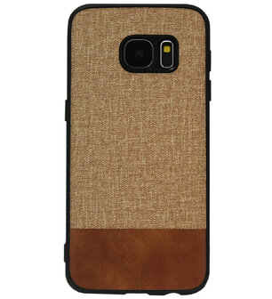 ADEL Siliconen Back Cover Softcase Hoesje voor Samsung Galaxy S7 Edge - Stoffen Design Bruin