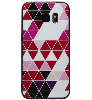 ADEL Siliconen Back Cover Softcase Hoesje voor Samsung Galaxy S6 Edge - Driehoeken Roze