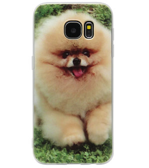 ADEL Siliconen Back Cover Softcase Hoesje voor Samsung Galaxy S6 Edge - Dwergkees Pomeriaan Hond