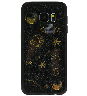 ADEL Siliconen Back Cover Softcase Hoesje voor Samsung Galaxy S6 Edge - Heelal Universum Zwart