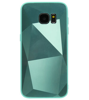 ADEL Siliconen Back Cover Softcase Hoesje voor Samsung Galaxy S6 Edge - Spiegel Diamanten Groen