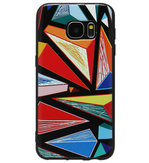 ADEL Siliconen Back Cover Softcase Hoesje voor Samsung Galaxy S6 Edge - Driehoeken Kleur
