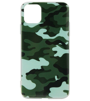 ADEL Siliconen Back Cover Softcase hoesje voor iPhone 11 Pro Max - Camouflage Groen