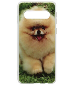 ADEL Siliconen Back Cover Softcase Hoesje voor Samsung Galaxy S10e - Dwergkees Pomeriaan Hond