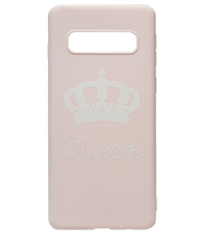 ADEL Siliconen Back Cover Softcase Hoesje voor Samsung Galaxy S10 - Queen Roze