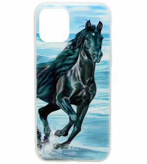 ADEL Siliconen Back Cover hoesje voor iPhone 11 Pro - Zwart Paard
