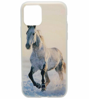 ADEL Siliconen Back Cover hoesje voor iPhone 11 Pro - Wit Paard