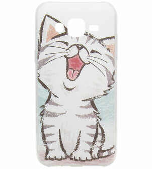 ADEL Siliconen Back Cover Hoesje voor Samsung Galaxy J7 (2015) - Schattige Kat