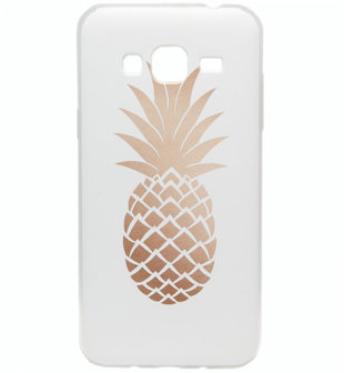 ADEL Siliconen Softcase Back Cover hoesje voor Samsung Galaxy J3 (2015)/ J3 (2016) - Ananas Goud