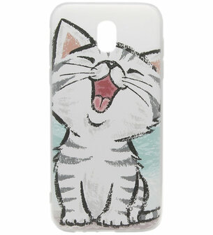 ADEL Siliconen Back Cover Softcase Hoesje voor Samsung Galaxy J7 (2017) - Lieve Kat
