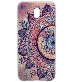 ADEL Siliconen Back Cover Softcase Hoesje voor Samsung Galaxy J7 (2017) - Mandala Bloemen Rood