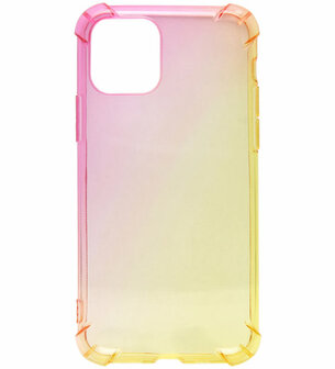 ADEL Siliconen Back Cover Softcase hoesje voor iPhone 11 Pro - Kleurovergang Roze en Geel
