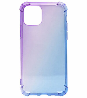 ADEL Siliconen Back Cover Softcase hoesje voor iPhone 11 Pro - Kleurovergang Paars en Blauw