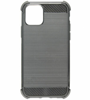 ADEL Siliconen Back Cover Softcase hoesje voor iPhone 11 Pro - Gestreept Zwart