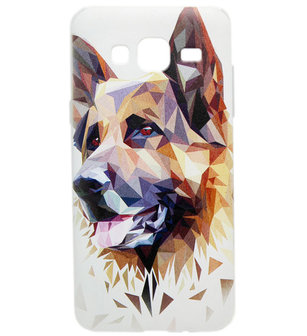 ADEL Siliconen Back Cover Softcase hoesje voor Samsung Galaxy J3 (2015)/ J3 (2016) - Duitse Herder