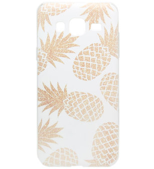 ADEL Siliconen Back Cover Softcase hoesje voor Samsung Galaxy J3 (2015)/ J3 (2016) - Ananas Goud