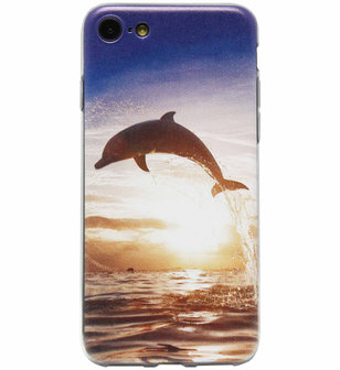 ADEL Siliconen Back Cover Softcase Hoesje voor iPhone SE (2022/ 2020)/ 8/ 7 - Dolfijn