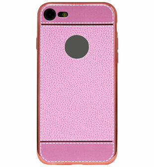 ADEL Kunstleren Back Cover Hoesje voor iPhone SE (2022/ 2020)/ 8/ 7 - Roze