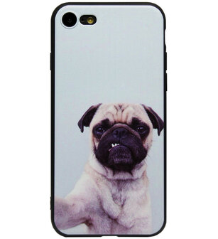 ADEL Siliconen Back Cover Softcase Hoesje voor iPhone SE (2022/ 2020)/ 8/ 7 - Bulldog Hond