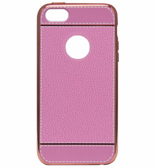 ADEL Kunstleren Back Cover Hoesje voor iPhone 5/5S/SE - Roze