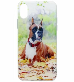 ADEL Siliconen Back Cover Softcase Hoesje voor iPhone XS/X - Boxer Hond