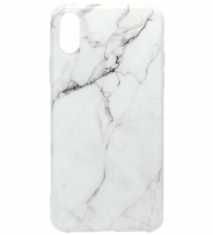 ADEL Siliconen Back Cover Softcase Hoesje voor iPhone XS Max - Marmer Wit