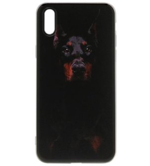 ADEL Siliconen Back Cover Softcase Hoesje voor iPhone XS/X - Dobermann Pinscher Hond