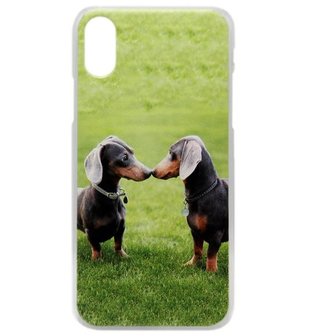 ADEL Kunststof Back Cover Hardcase Hoesje voor iPhone XS/X - Teckel Honden