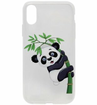 ADEL Siliconen Back Cover Softcase Hoesje voor iPhone XR - Panda in Boom
