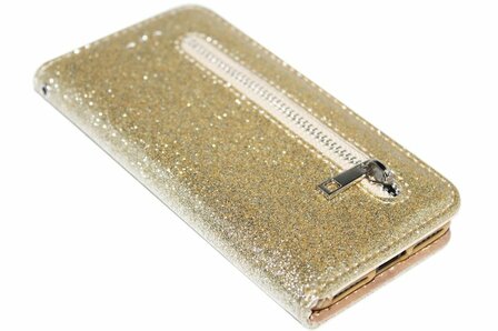 Goud bling bling portemonnee hoesje iPhone SE (2022/ 2020)/ 8/ 7