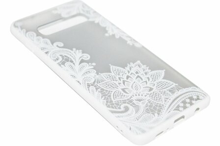 Wit mandala bloemen hoesje Samsung Galaxy S10