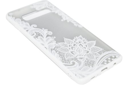 Wit mandala bloemen hoesje Samsung Galaxy S10 Plus