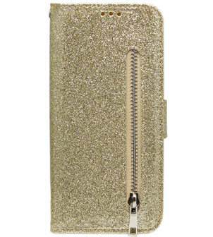 ADEL Kunstleren Portemonnee Book Case voor iPhone 6/6S - Bling Bling Goud