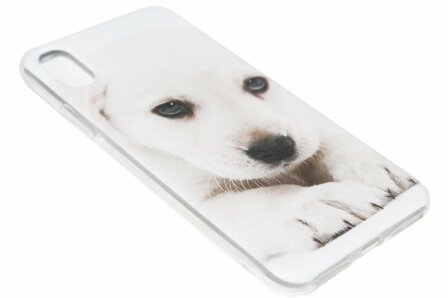 ADEL Siliconen Back Cover voor iPhone XS/X - Witte Labrador Hond