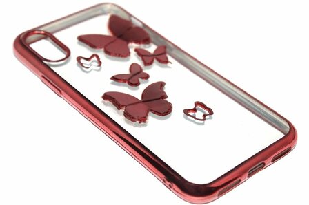 ADEL Siliconen Back Cover Hoesje voor iPhone XS/X - Glimmende Vlinders Roze