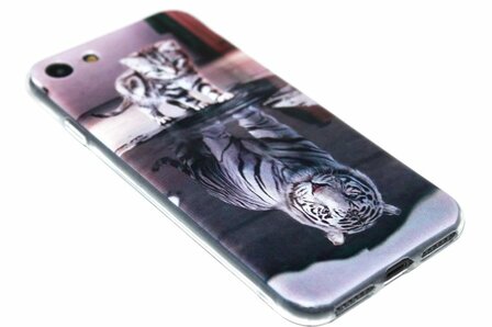 ADEL Siliconen Back Cover Hoesje voor iPhone SE (2022/ 2020)/ 8/ 7 - Poezen Schaduw Tijger