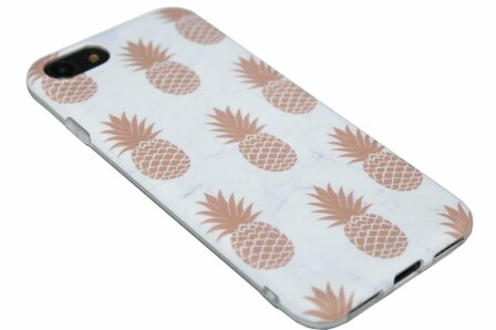 ADEL Siliconen Back Cover Hoesje voor iPhone 8 Plus/ 7 Plus - Gouden Ananassen