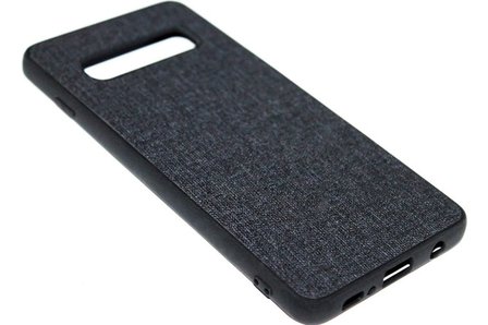ADEL Siliconen Back Cover Hoesje voor Samsung Galaxy S10 - Stoffen Design Zwart