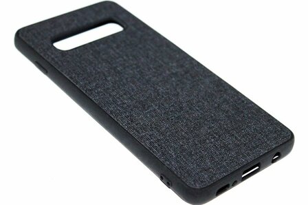 ADEL Siliconen Back Cover Hoesje voor Samsung Galaxy S10e - Stoffen Design Zwart