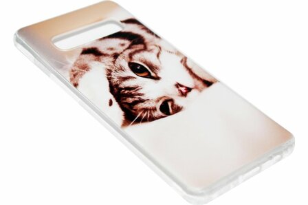 ADEL Siliconen Back Cover Hoesje voor Samsung Galaxy S10 Plus - Schattige Kat