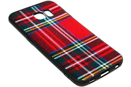 ADEL Siliconen Back Cover Softcase Hoesje Samsung Galaxy S6 Edge - Stoffen Design Rood