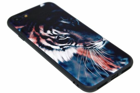 ADEL Siliconen Back Cover Softcase Hoesje iPhone SE (2022/ 2020)/ 8/ 7 - Tijger