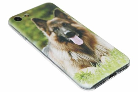 ADEL Siliconen Back Cover Softcase Hoesje iPhone 8 Plus/ 7 Plus - Duitse Herder