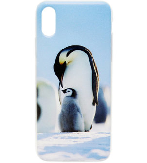 ADEL Siliconen Back Cover Hoesje voor iPhone XS/X - Pinguin