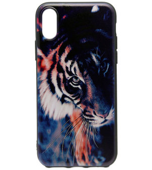 ADEL Siliconen Back Cover Hoesje voor iPhone XS/X - Tijger