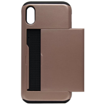 ADEL Kunststof Back Cover Hoesje voor iPhone XS Max - Pasjeshouder Bruin