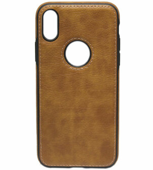 ADEL Kunstleren Back Cover Hoesje voor iPhone XS Max - Bruin