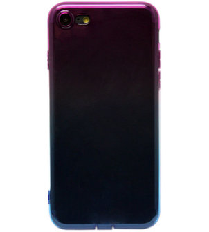 ADEL Siliconen Back Cover Hoesje voor iPhone SE (2022/ 2020)/ 8/ 7 - Kleurenovergang Roze en Blauw