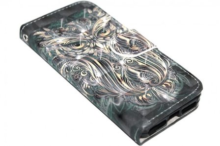Goud uilen kunstleer hoesje iPhone 5/ 5S/ SE